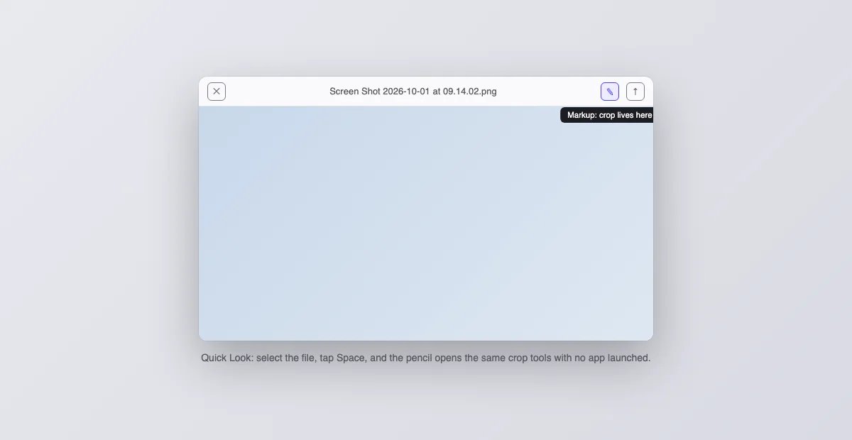 Quick Look window with the Markup pencil highlighted in the toolbar