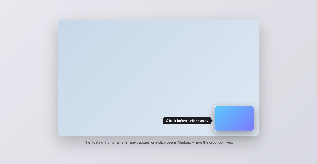The floating screenshot thumbnail in the bottom right corner of a Mac screen