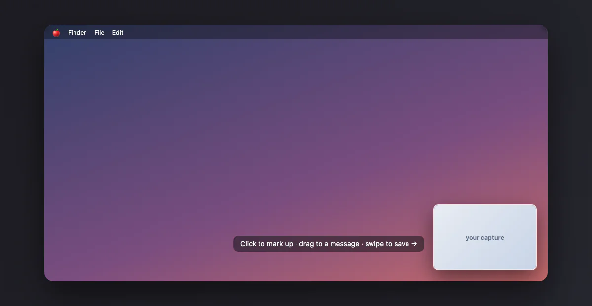 The floating thumbnail that appears in the corner after taking a screenshot on a Mac