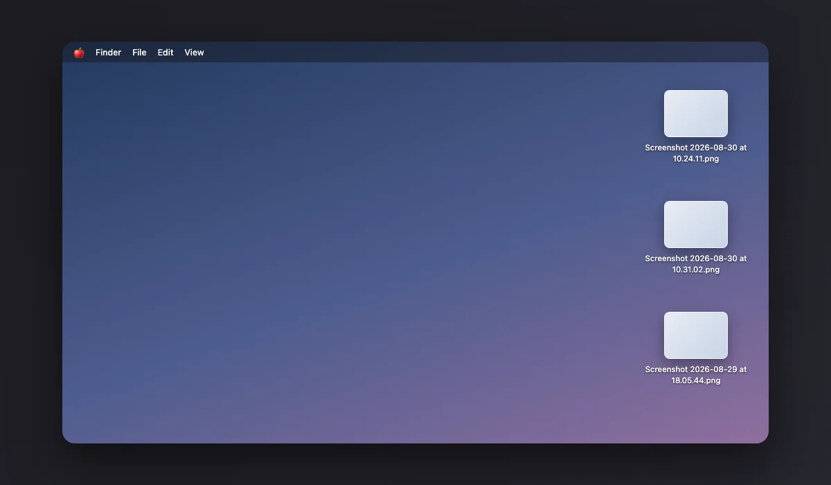 Mac desktop with screenshot files named Screenshot with date and time